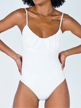 Princess Polly Ruched Bust Bodysuit | White | US 8